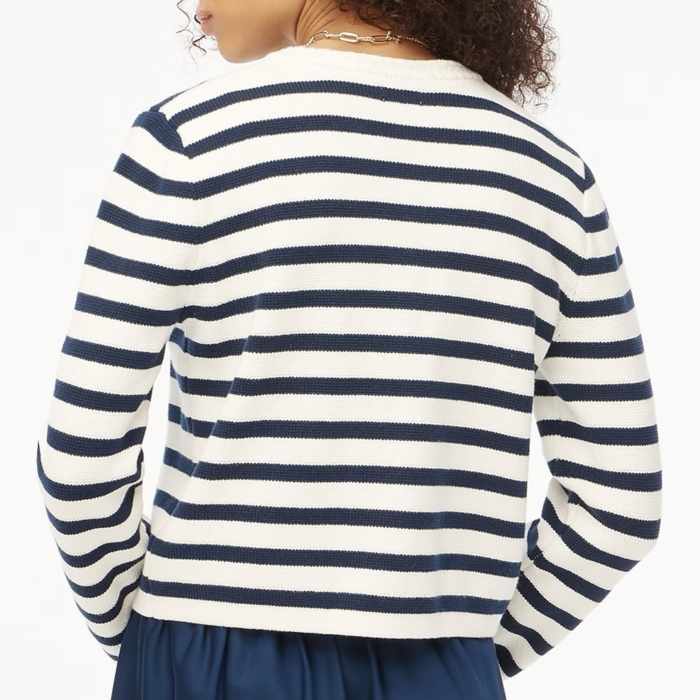 NWT | JCrew Striped cotton lady jacket cardigan sweater | Sz S - Picture 3 of 5